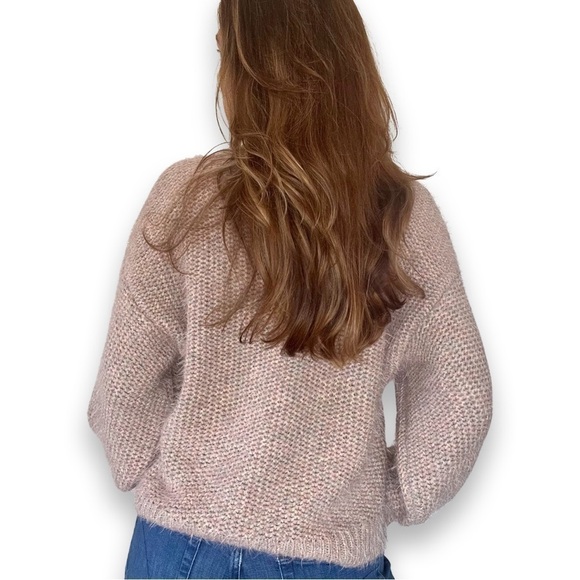 Joie Martika Pink sky knit sweater Fuzzy Ballon Sleeves mock neck - Picture 5 of 8